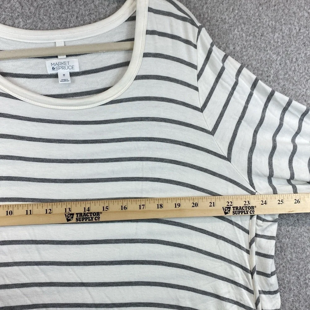 Market & Spruce super soft tee long sleeve 2X gray/white nautical stripe preppy - Picture 6 of 8
